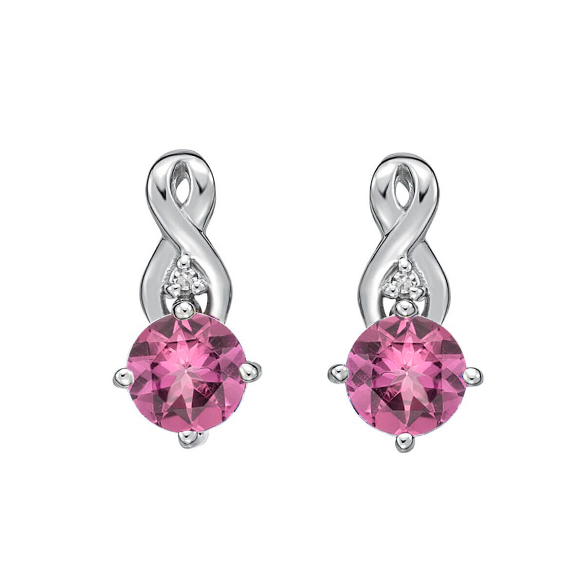 Prong-set gemstone earring with diamond accent @ Colours by Karat