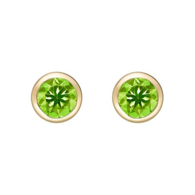 Bezel-set round Peridot stud earrings @ Colours by Karat