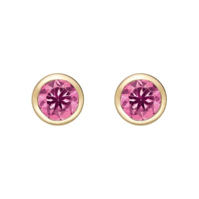 Bezel-set round Pink Tourmaline stud earrings @ Colours by Karat