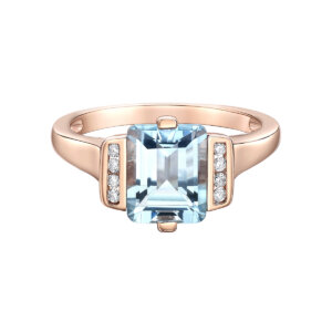 Half-channel set emerald-cut gemstone ring with diamonds @ Colours by Karat