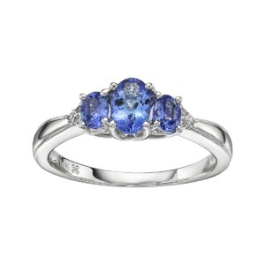 Three-stone gemstone ring with diamond accent @ Colours by Karat