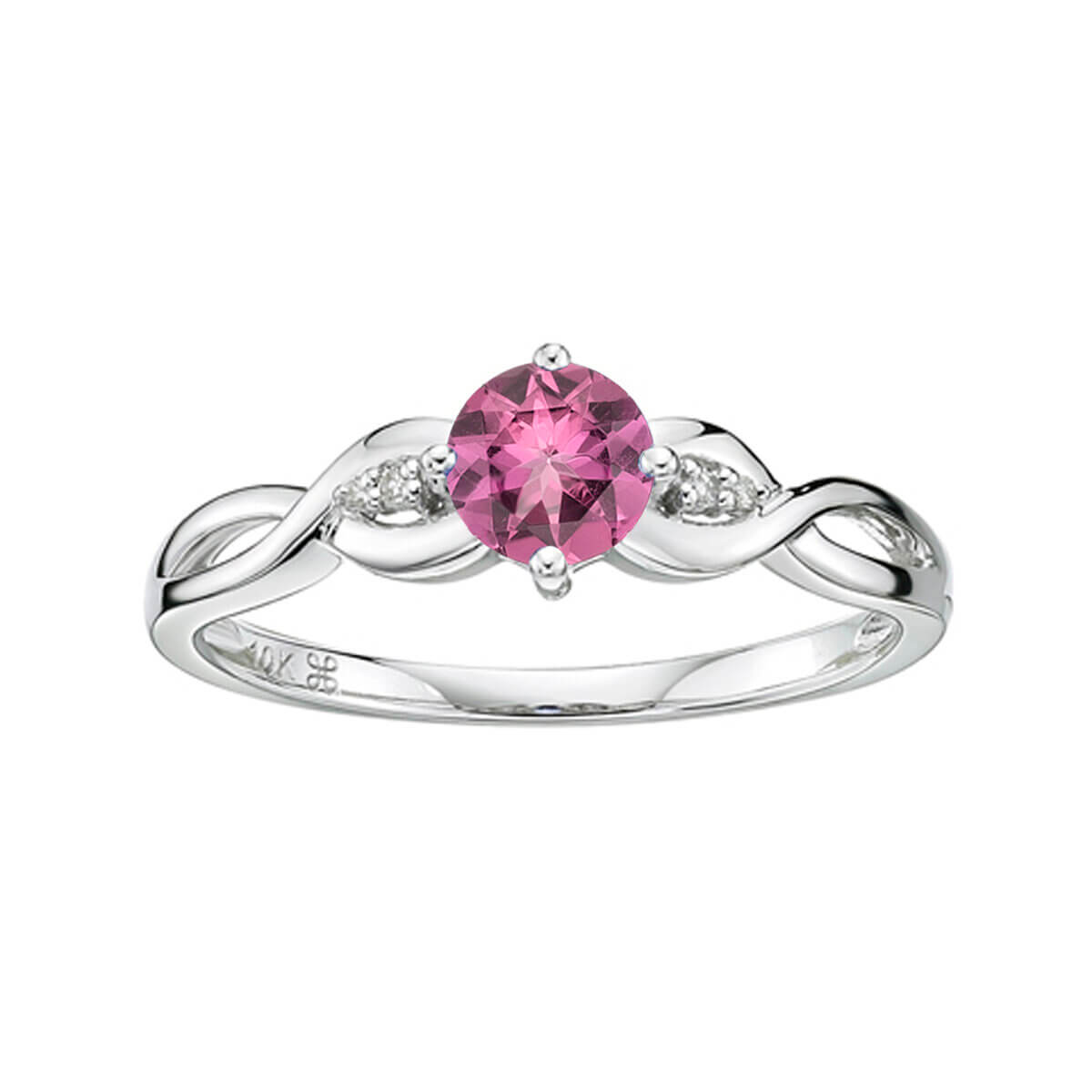 Prong-set gemstone ring with diamond accent @ Colours by Karat