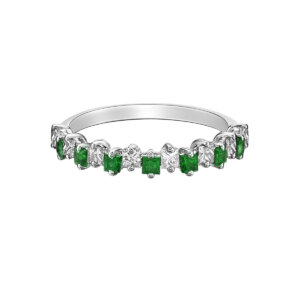 Prong-set Emerald & diamond band @ Colours by Karat