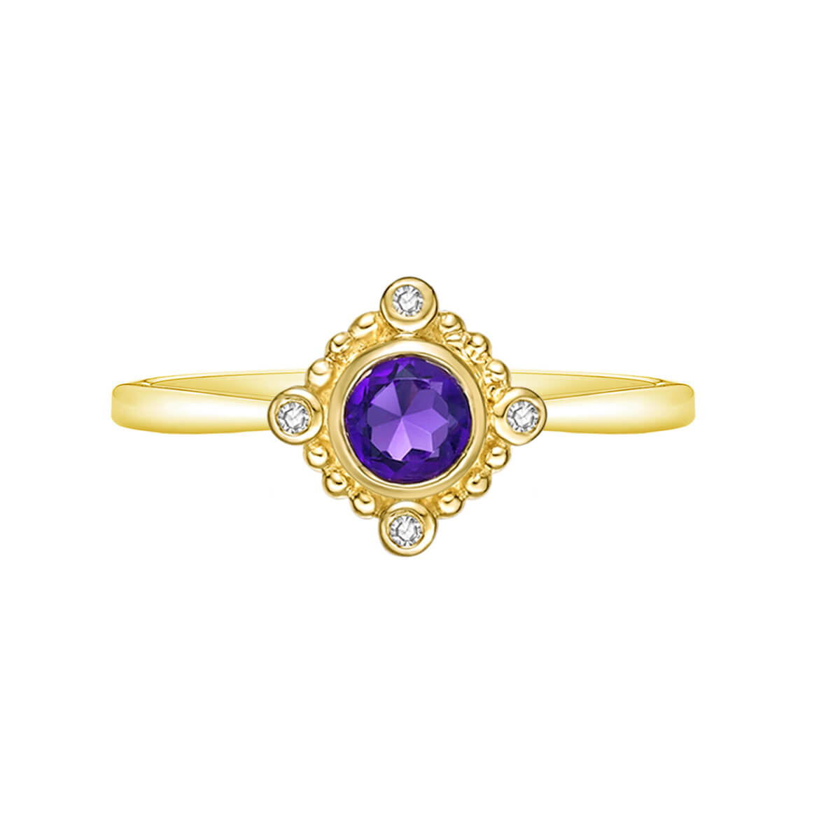 Bezel-set gemstone ring with diamond accent @ Colours by Karat